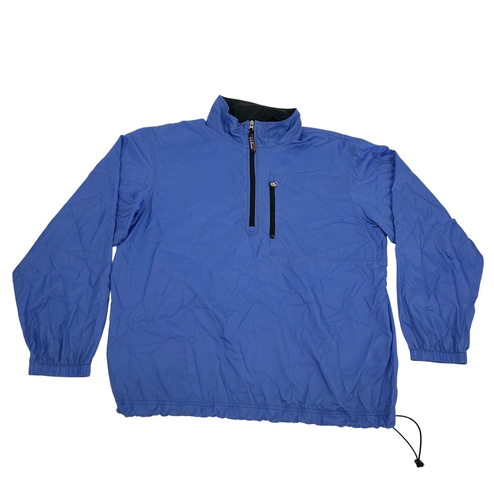 L.L. Bean Windbreaker Mens Large Blue 1/4 Zip Pullover Lightweight Nylon